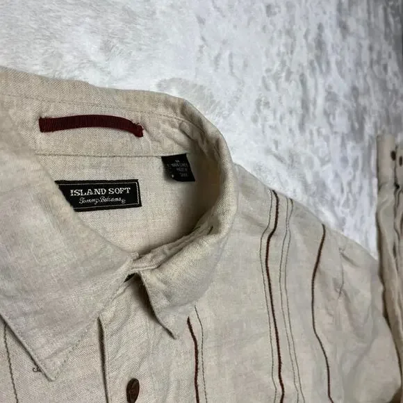 Tommy Bahama Island Soft Linen Shirt Mens M Button Up Long Sleeve Brown Beach - Picture 8 of 8